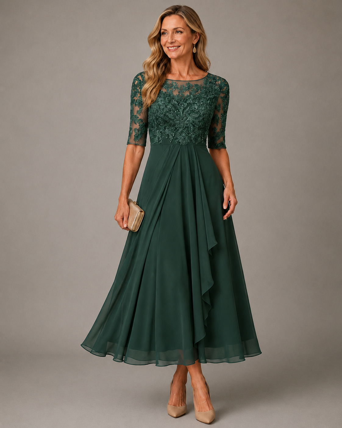 Cressida | Elegant lace midi dress for timeless style