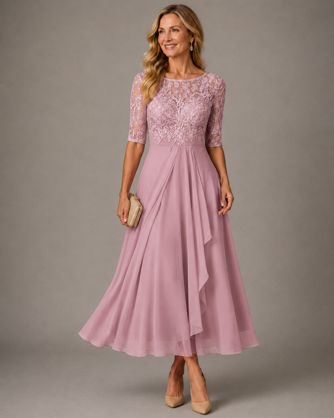 Cressida | Elegant lace midi dress for timeless style