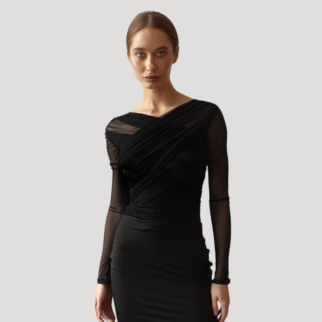 Claire | Sheer Wrap Top for Effortless Elegance