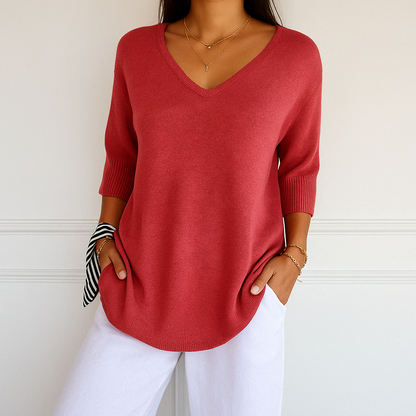 Clara | Cozy V-Neck Sweater with Chic Minimalist Style