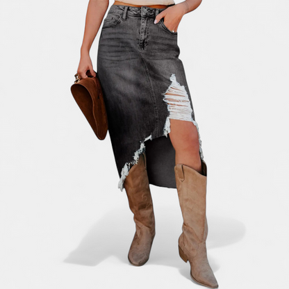 Lydia | Effortless high-waist denim maxi skirt for every occasion