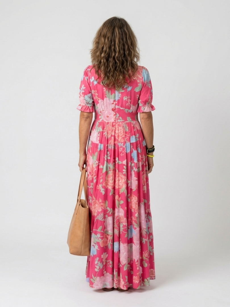 Della | Floral V Neck Maxi Dress