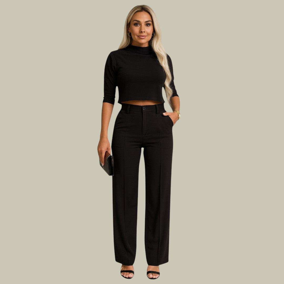 Ella | Stylish Cropped Top and Tailored Trousers Set