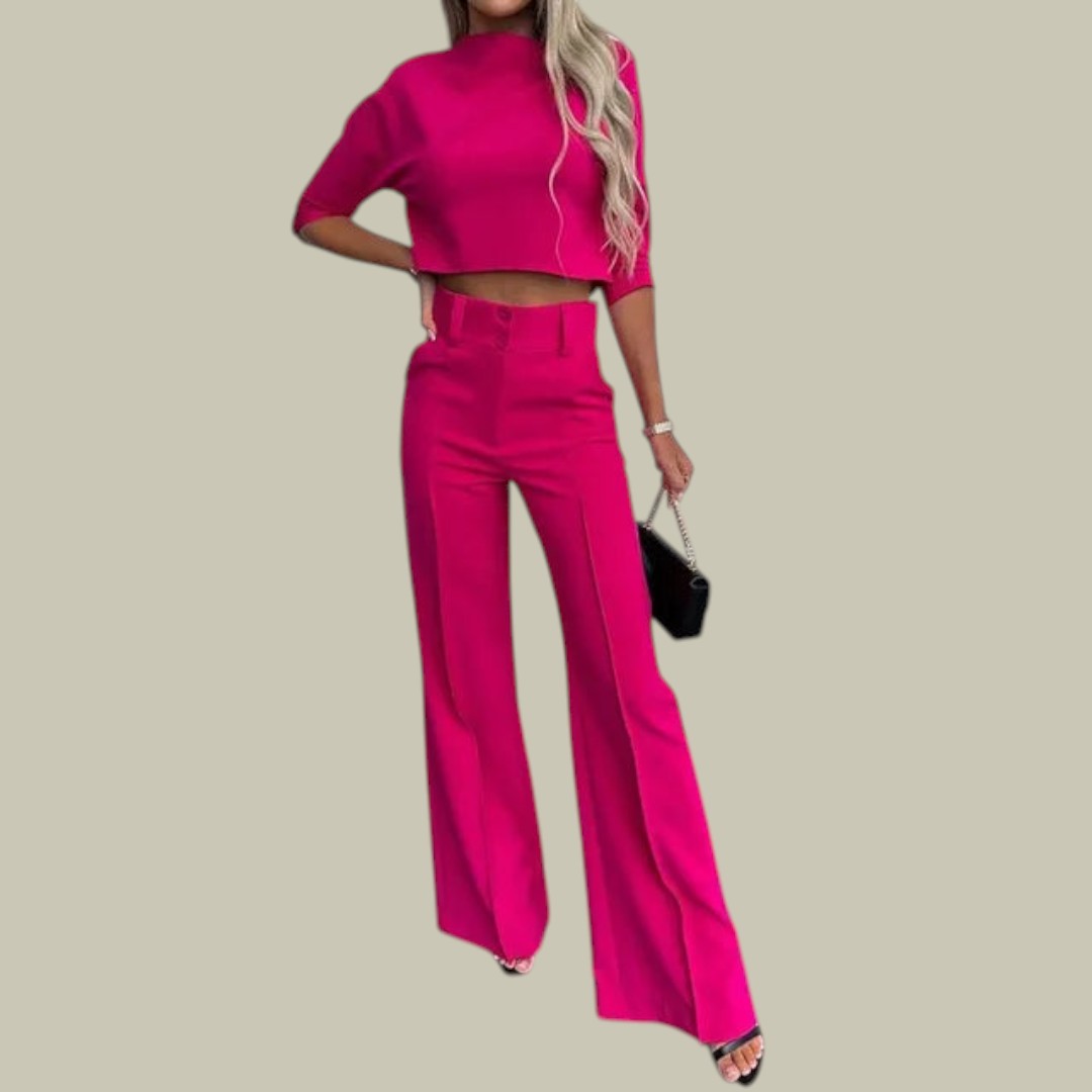 Ella | Stylish Cropped Top and Tailored Trousers Set