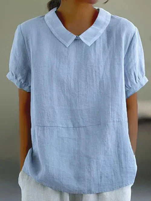 Fiona | Delightful Linen Blouse with Peter Pan Collar