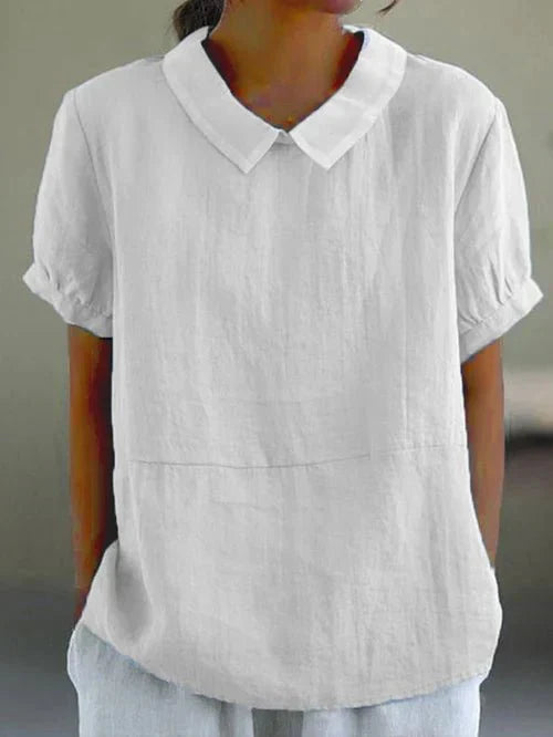 Fiona | Delightful Linen Blouse with Peter Pan Collar