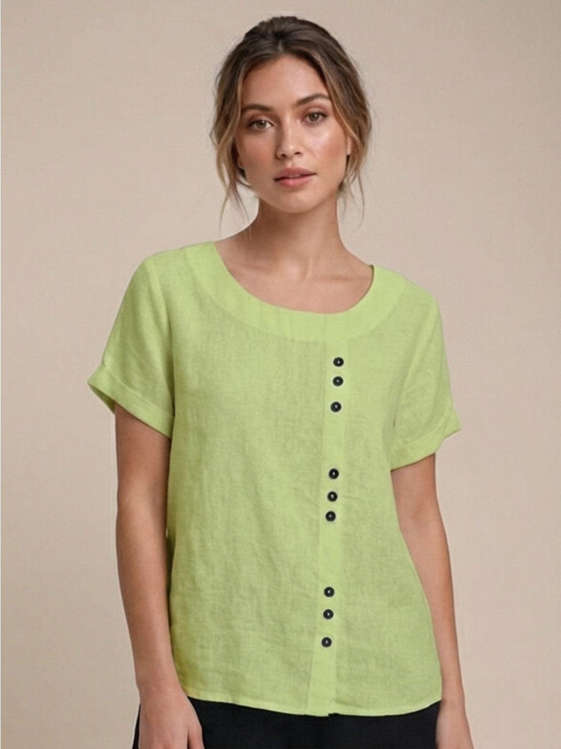 Grace | Effortless Linen Blouse with Chic Button Accents
