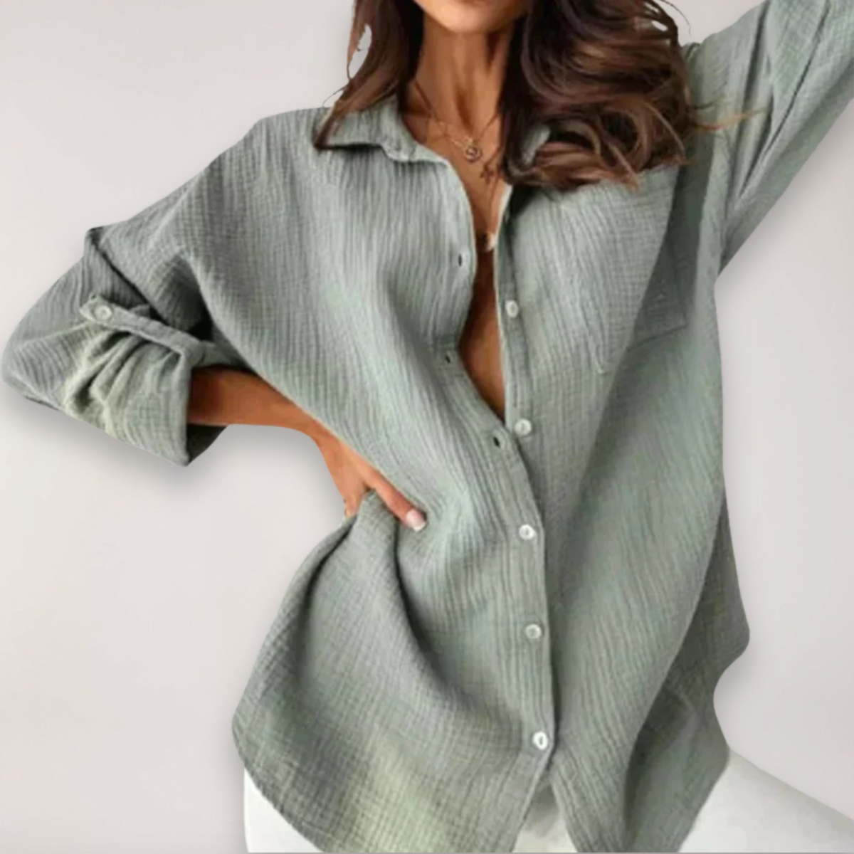 Hazel | Effortless Button-Up Shirt with Roll-Up Sleeves