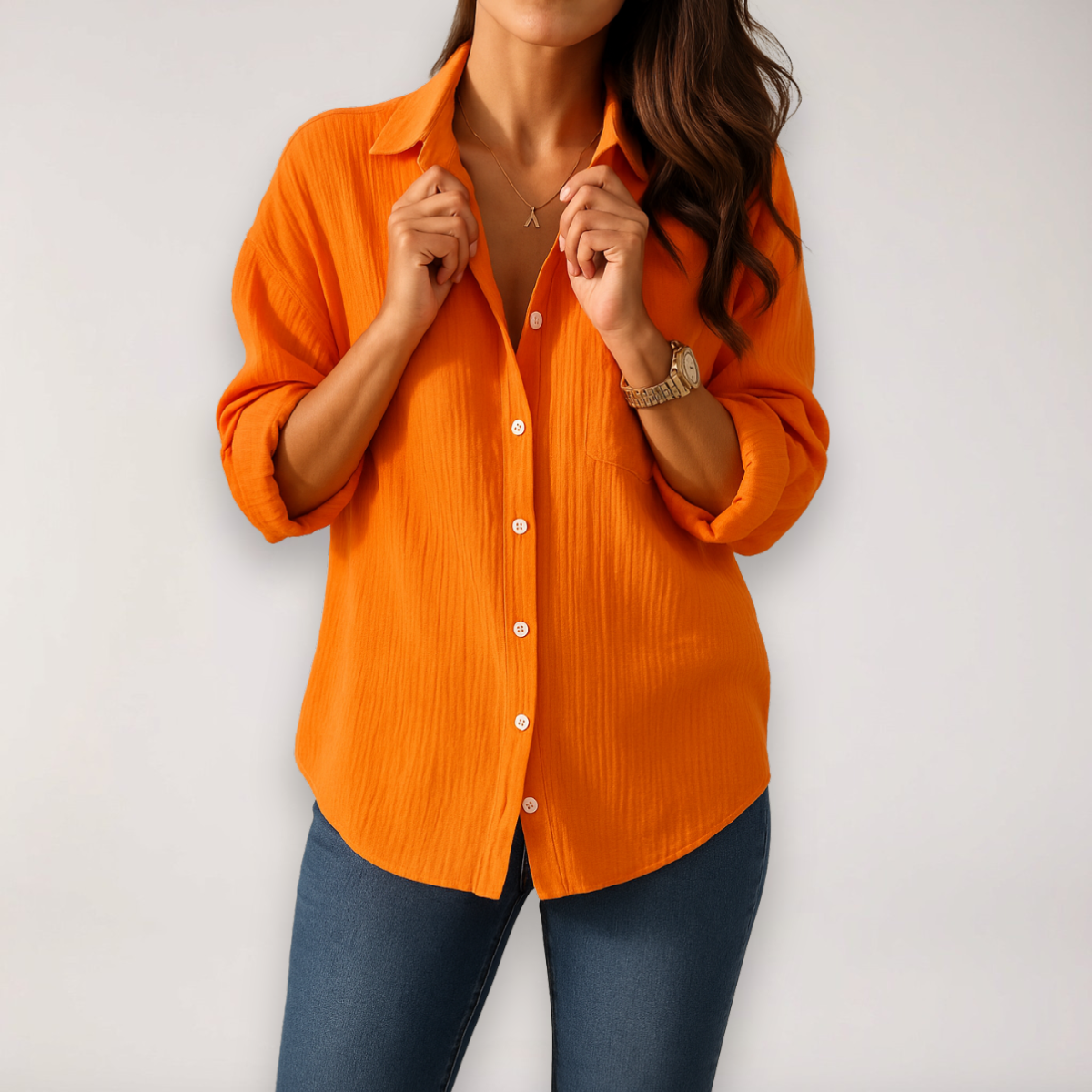 Hazel | Effortless Button-Up Shirt with Roll-Up Sleeves