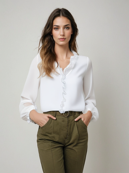 Isabella | Chic Ruffle Blouse with Flattering Sleeves