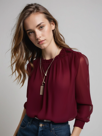 Isabella | Chic Ruffle Blouse with Flattering Sleeves