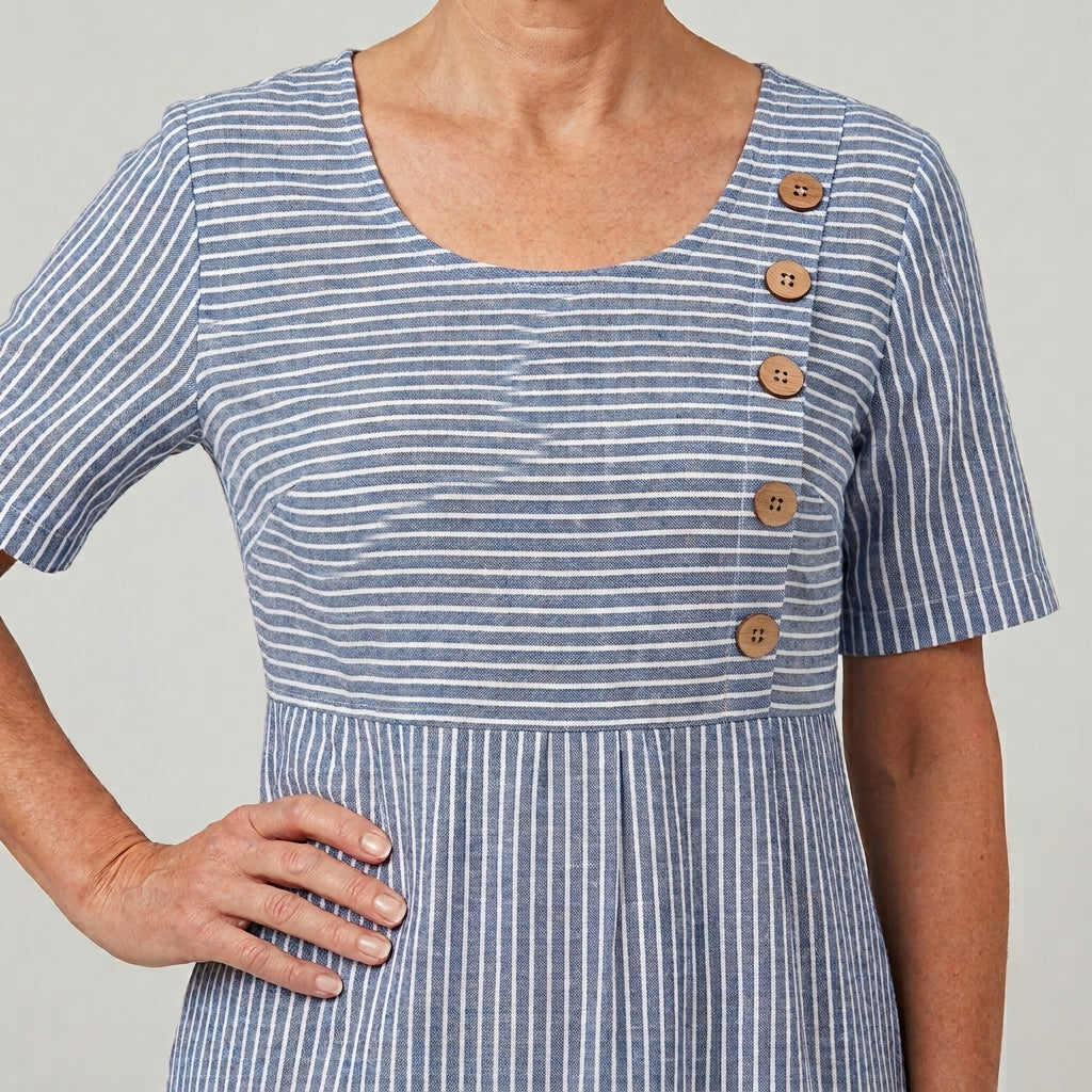 Isabelle | Refined coastal stripe midi dress