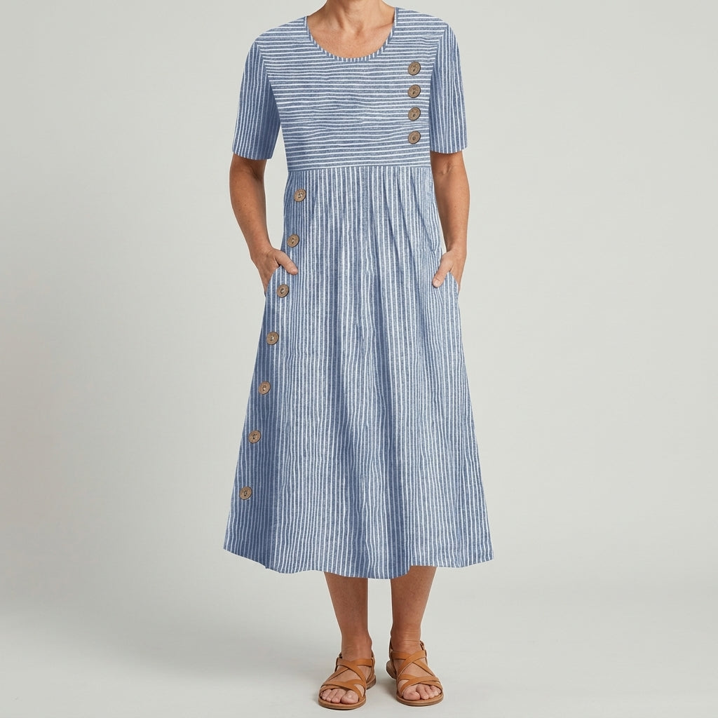 Isabelle | Refined coastal stripe midi dress