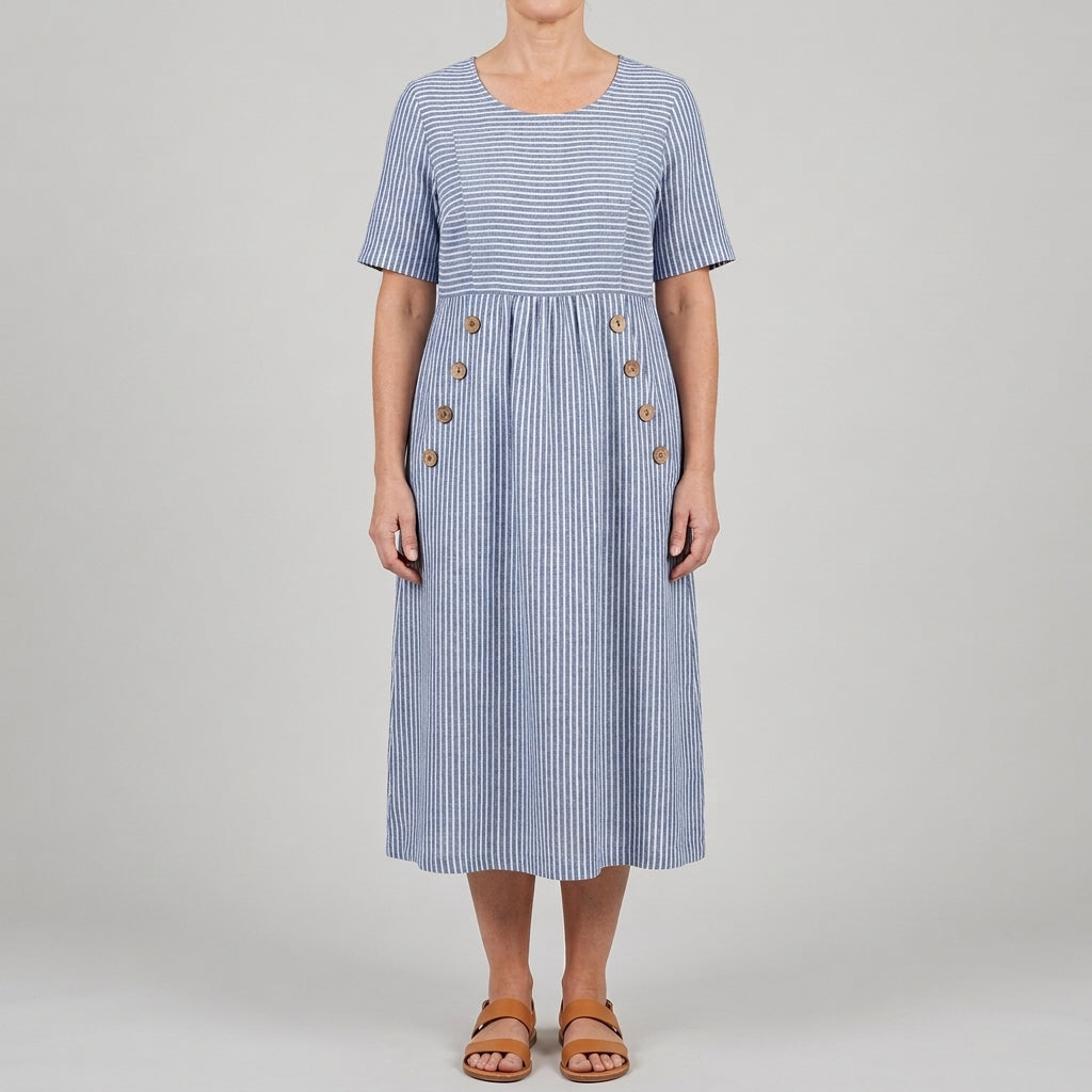 Isabelle | Refined coastal stripe midi dress