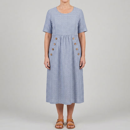 Isabelle | Refined coastal stripe midi dress