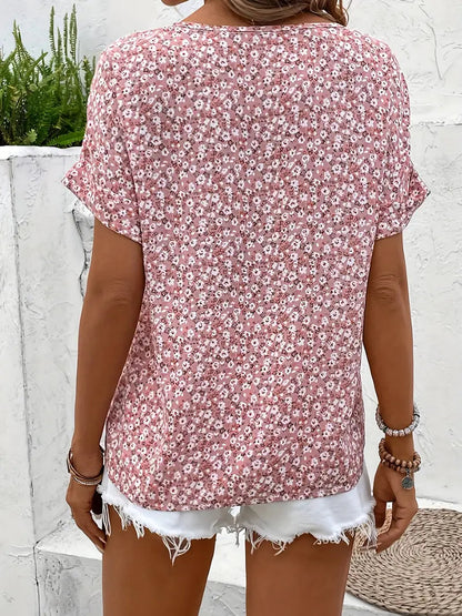 Joanna | Effortless Floral Blouse with Button Detail