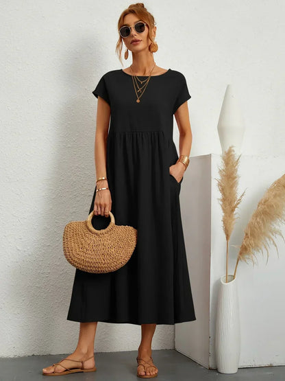Gabrielle | Timeless flowy midi dress for effortless elegance