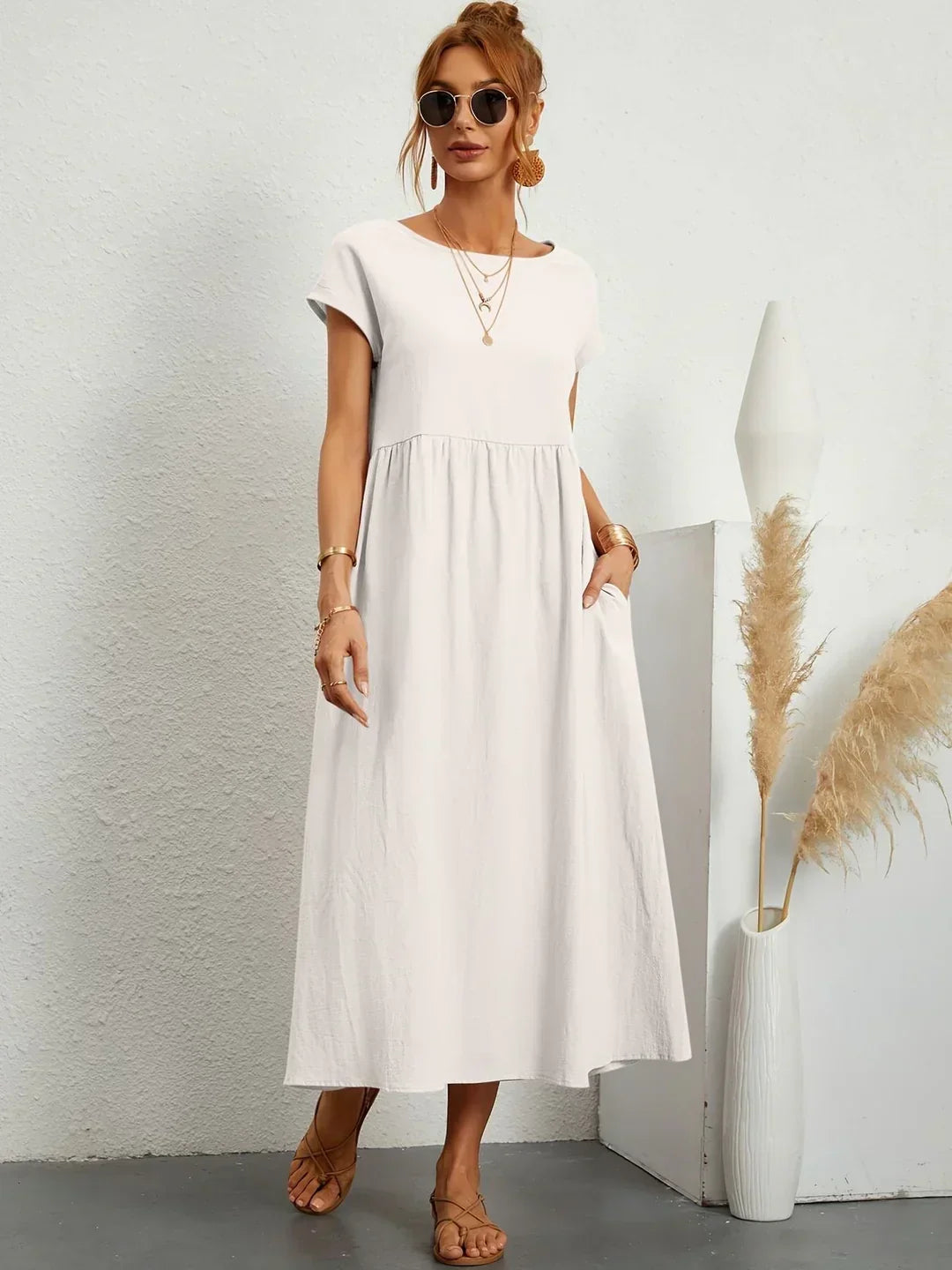 Gabrielle | Timeless flowy midi dress for effortless elegance