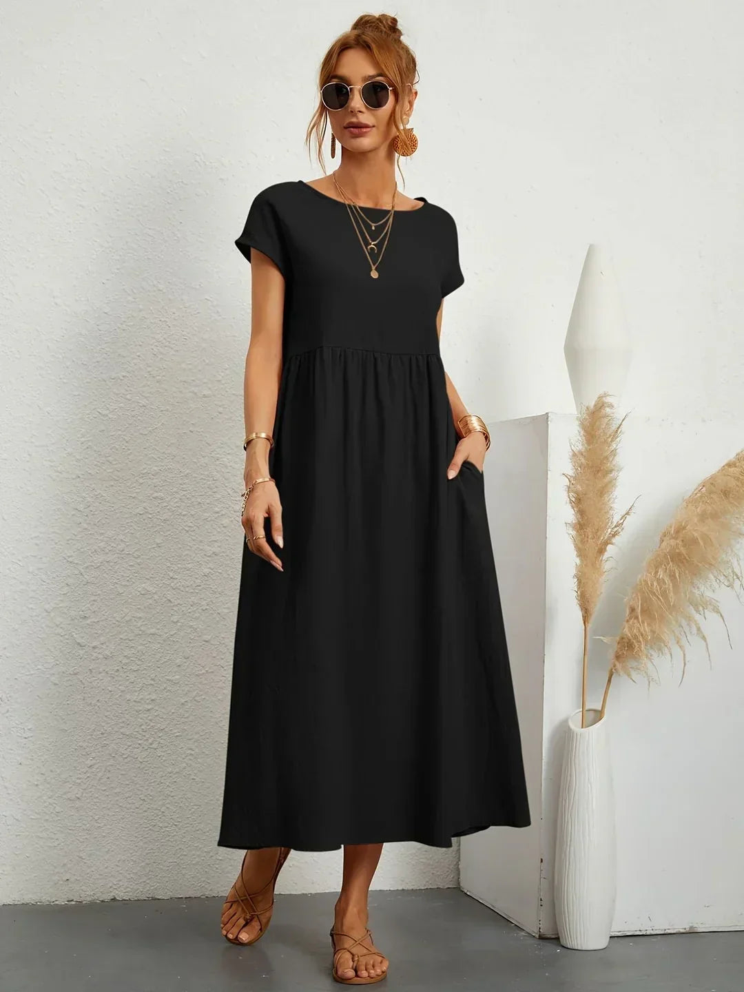 Gabrielle | Timeless flowy midi dress for effortless elegance