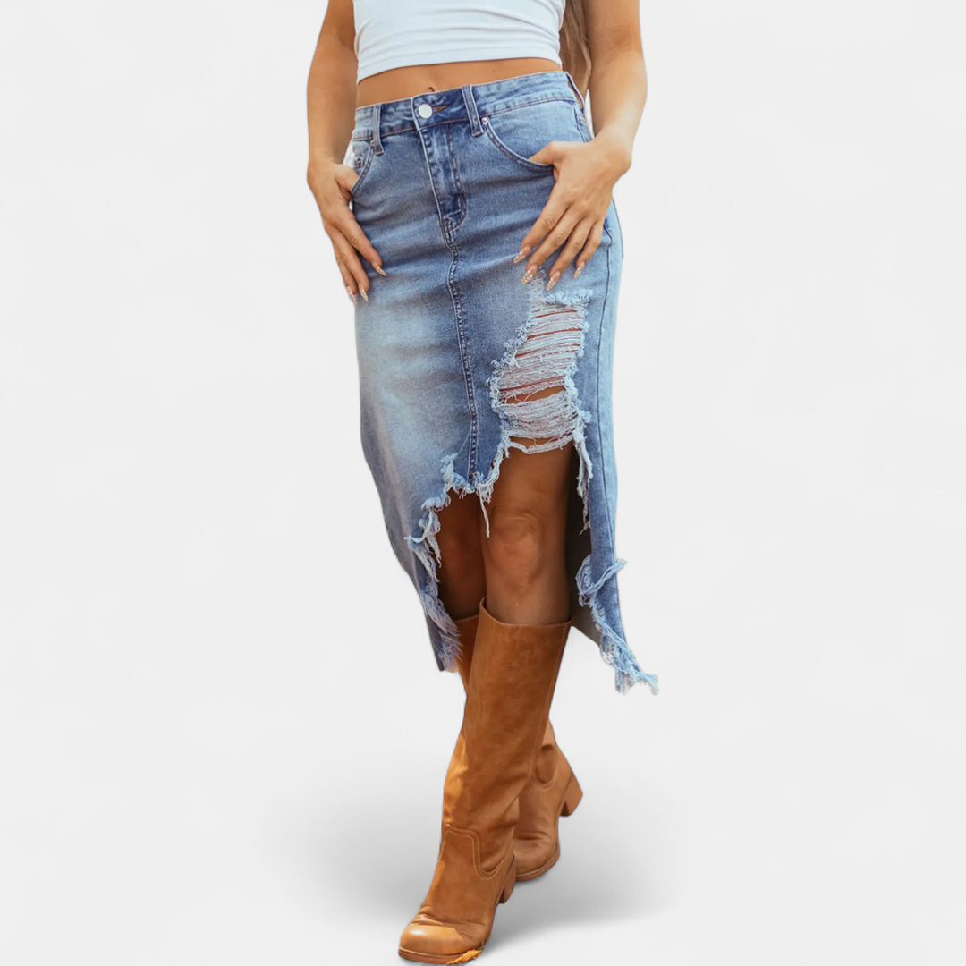 Lydia | Effortless high-waist denim maxi skirt for every occasion