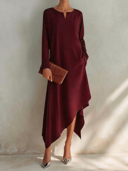 Nora | Elegant asymmetric midi dress for timeless style