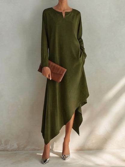 Nora | Elegant asymmetric midi dress for timeless style