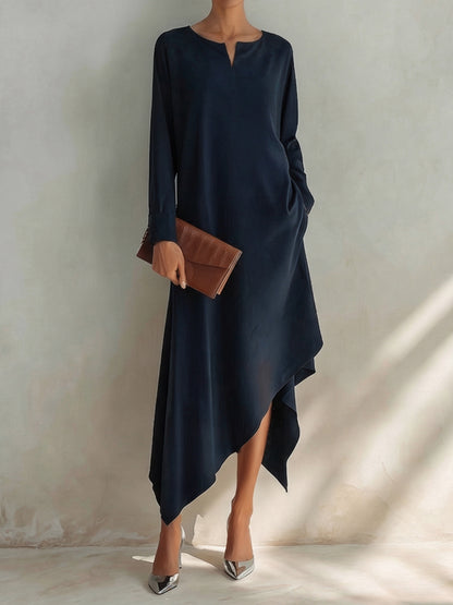 Nora | Elegant asymmetric midi dress for timeless style