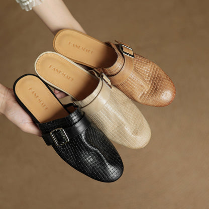 Emrie Genuine Leather Mules