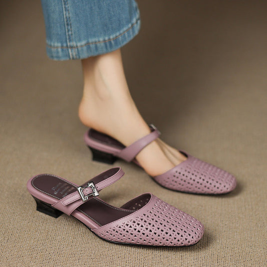 Ovia Genuine Leather Mules