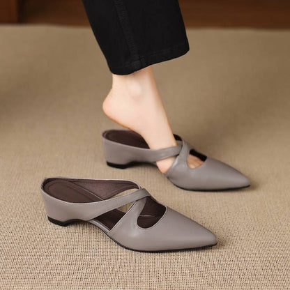 Selva Genuine Leather Cross-Strap Pointed Mules