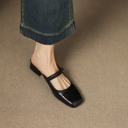 Novie Genuine Leather Mary Jane Mules