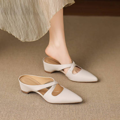 Selva Genuine Leather Cross-Strap Pointed Mules