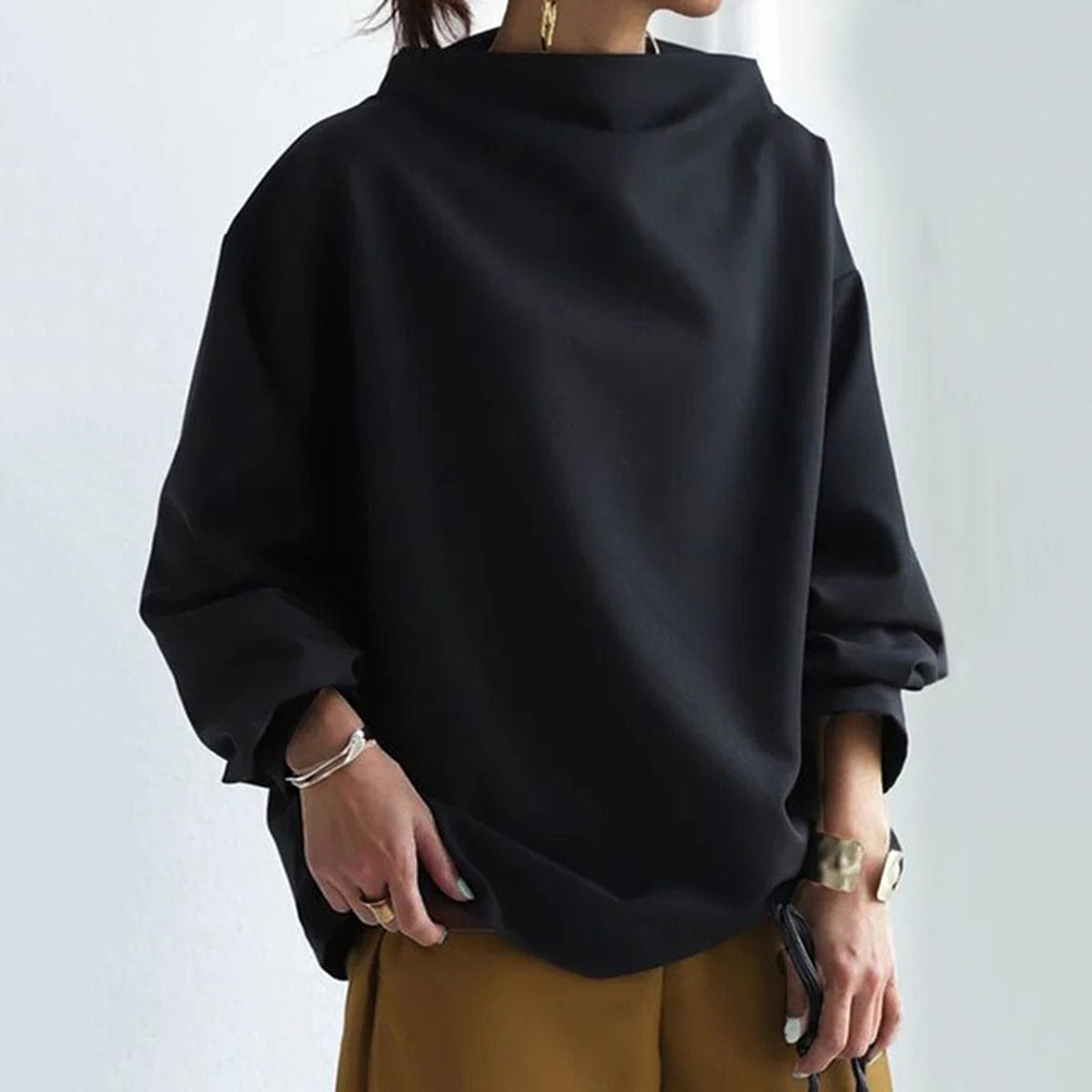 Rachel | Chic High-Neck Long Sleeve Top in Lumina