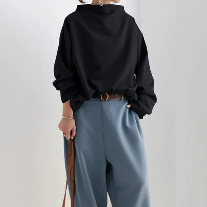 Rachel | Chic High-Neck Long Sleeve Top in Lumina