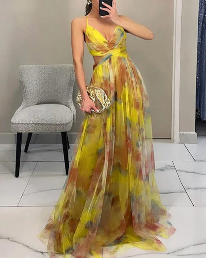 Bryony | Watercolour Chiffon Maxi Dress