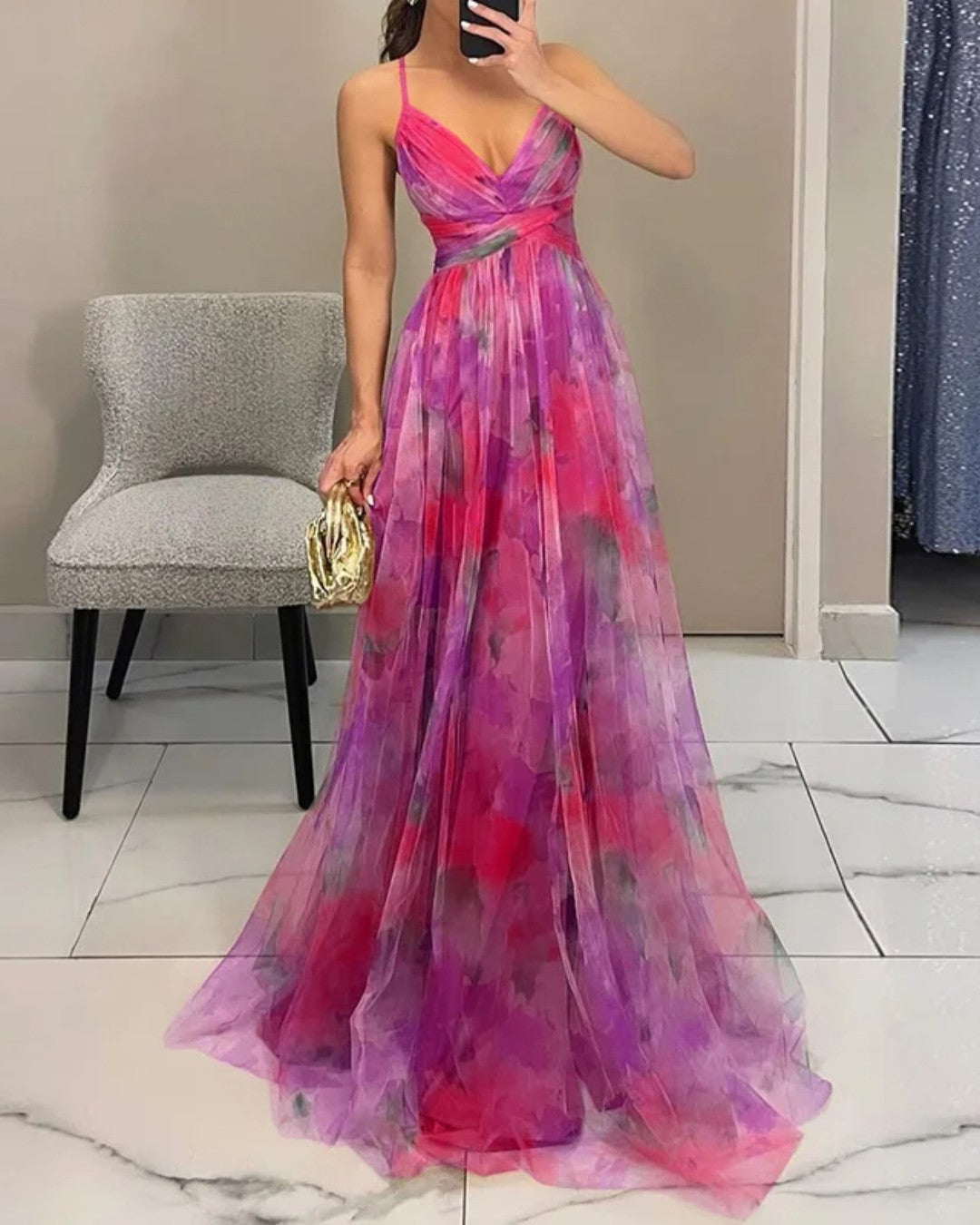 Bryony | Watercolour Chiffon Maxi Dress