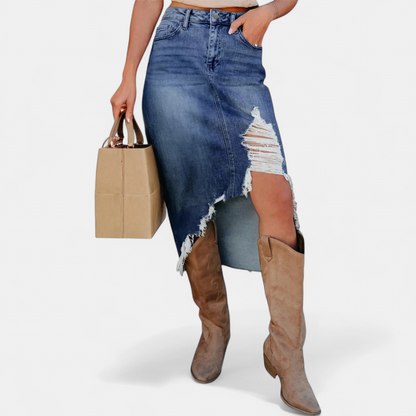 Lydia | Effortless high-waist denim maxi skirt for every occasion