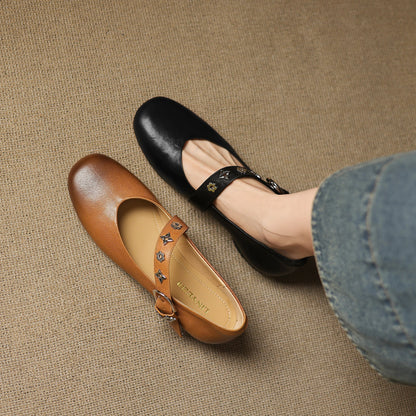 Elda Genuine Leather Flats