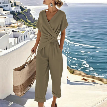 Women's Two-Piece Set | Wrap Top Pants