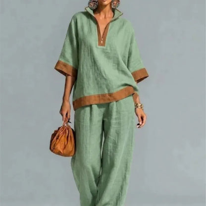 Women's Vintage Linen-Look Co-ord Set