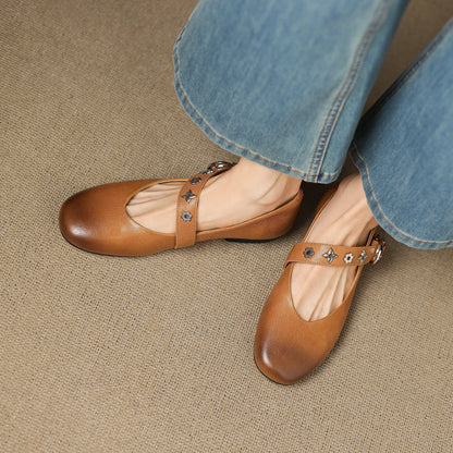 Elda Genuine Leather Flats