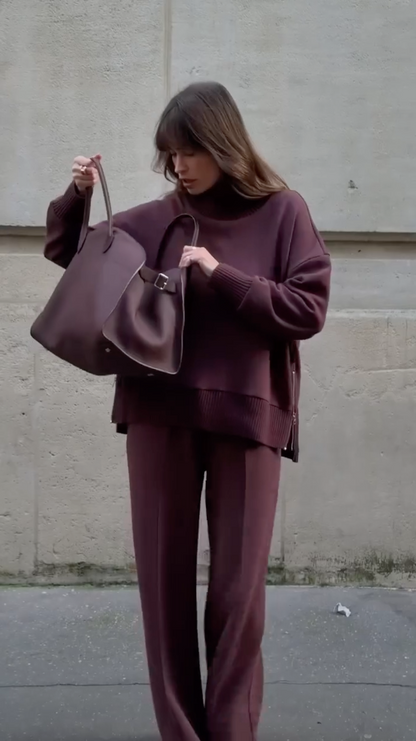 Women's Outfit Set | Long Sleeve Top Wide Leg Pants