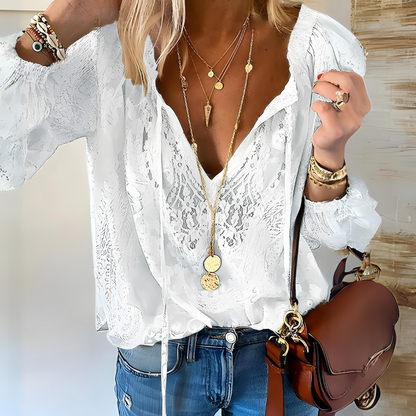 Victoria | Chic Bohemian V-Neck Blouse with Detail