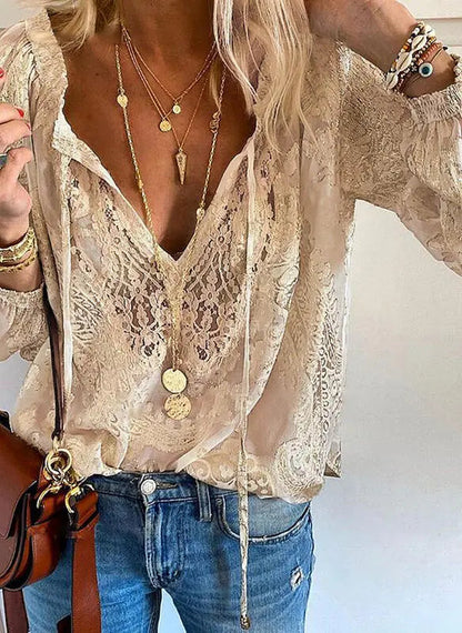 Victoria | Chic Bohemian V-Neck Blouse with Detail