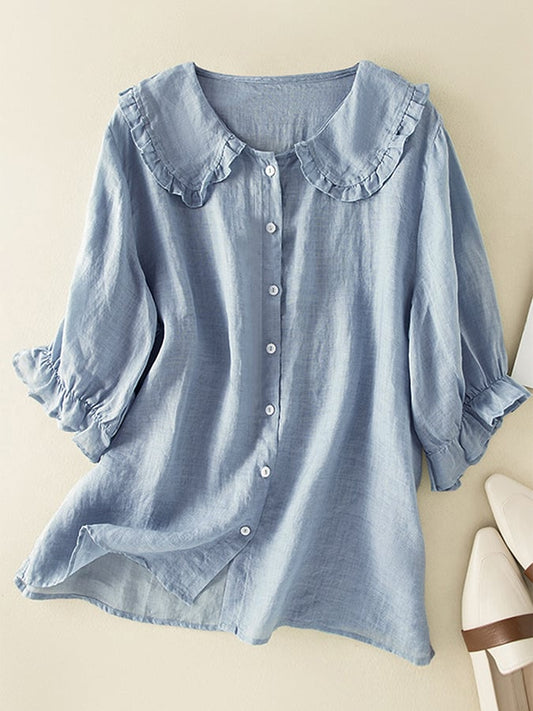 Victoria | Effortless Ruffle Collar Top for Summer Chic
