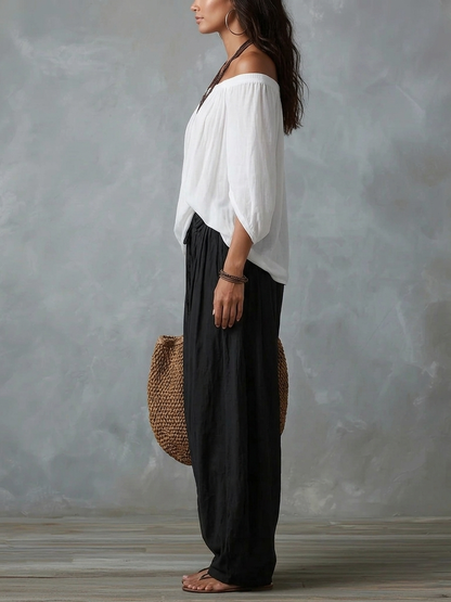 Rosario™ | Off-Shoulder Top & Wide Lantern Pants Set