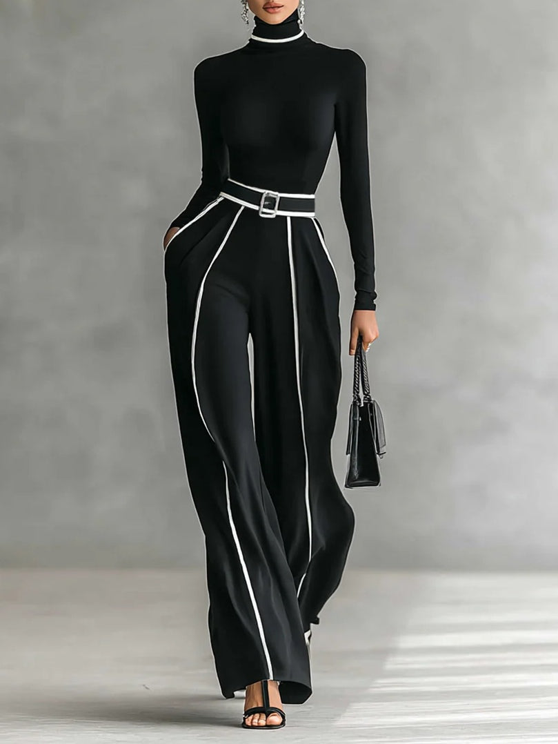 Women's Two-Piece Set | Long Sleeve Turtleneck Top