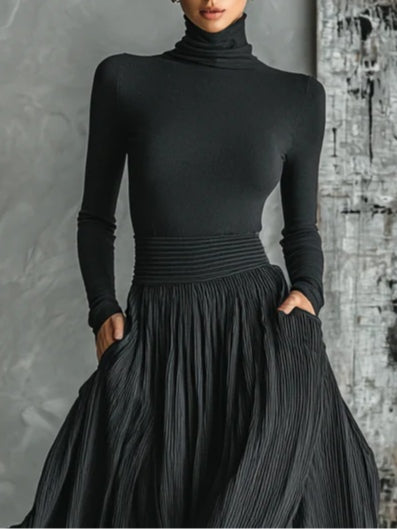 Women's Two-Piece Set | Long Sleeve Top Maxi Skirt