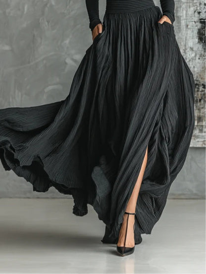 Women's Two-Piece Set | Long Sleeve Top Maxi Skirt