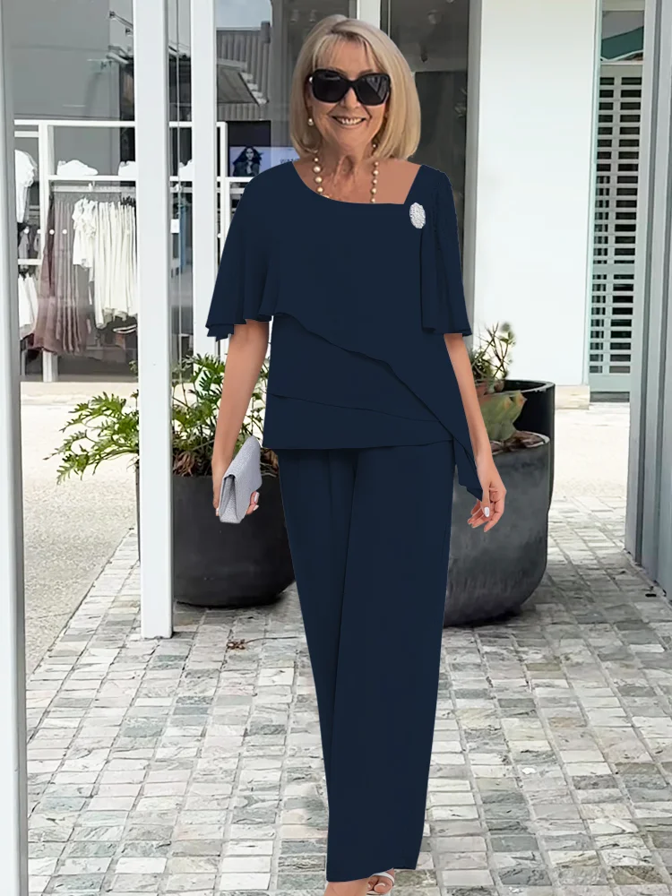 Women's Two-Piece Set  | Short Sleeve Top and Pants